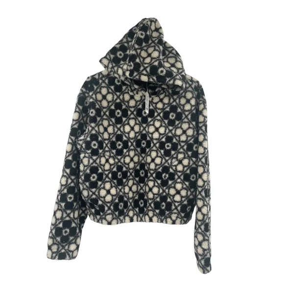 Marine Layer Womens Navy Cream Floral Laid Back Sherpa Hoodie Size S New - Picture 4 of 10